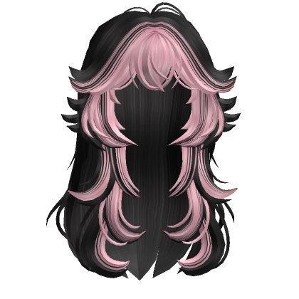 Two-Tone Anime Wolfcut Hair Pink & Black Two-Tone Anime Wolfcut Hair Pink & Black
