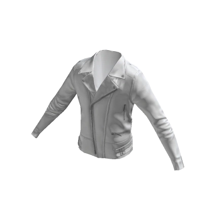 Collared Leather Jacket - White Collared Leather Jacket - White